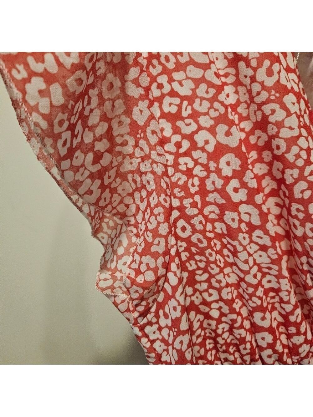 Fantasticlook NWT Women's Ruffle Sleeve Belted Boho Midi Dress, L, Red & White - Picture 9 of 9